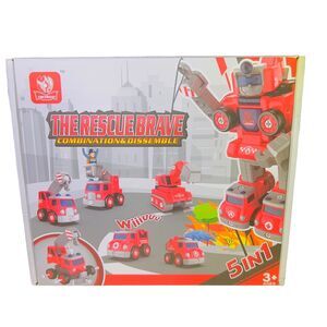 The Rescue Brave Combination & Dissemble STEM -5 in 1 Toy Robot Cars Ages 3+ NEW